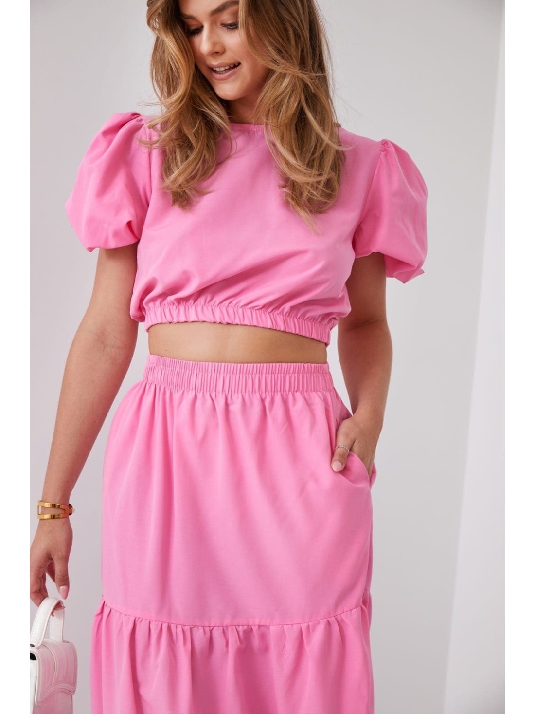 Women\'s summer set, pink blouse and skirt FG647 - Online store - Boutique